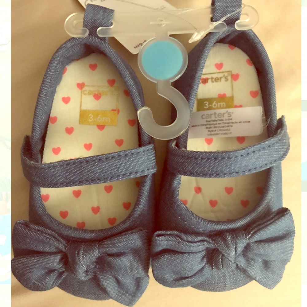 Baby girl denim Mary Janes with bow